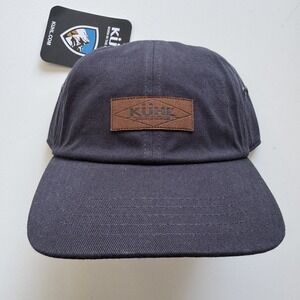 KUHL Throwbak Adjustable Leather Strap Hat Pirate Blue Logo Unstructured‎ Cap